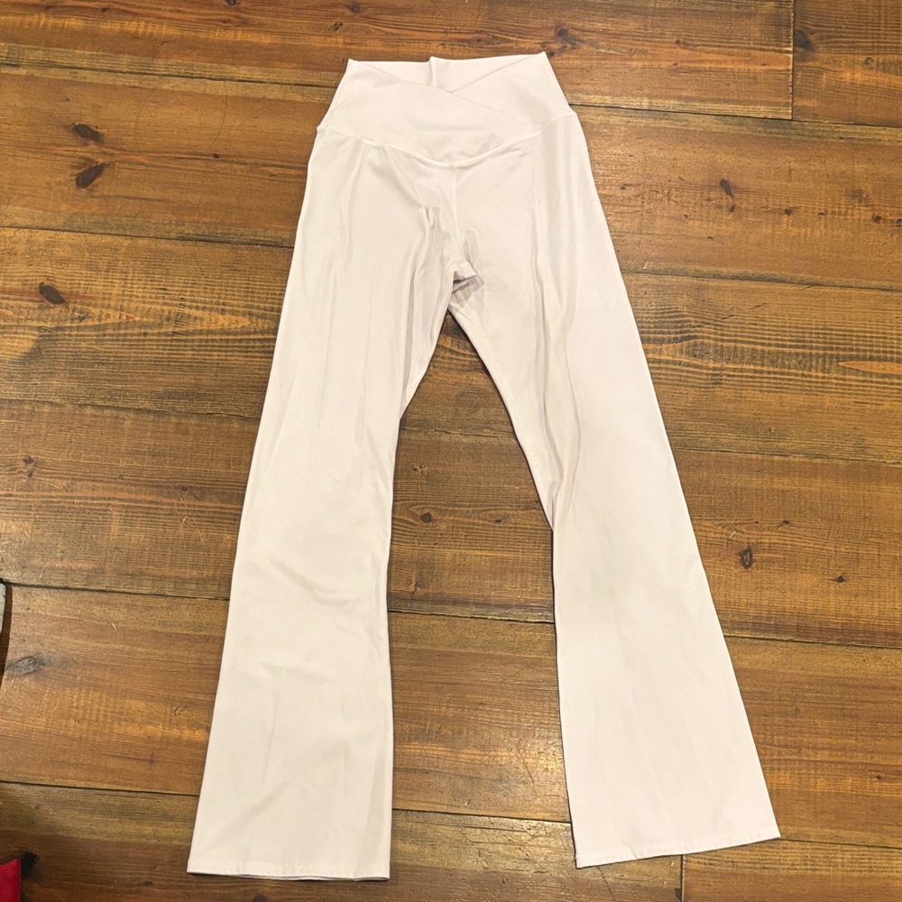 High-Waist White Flare Leggings